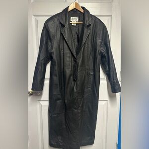 Liz Baker - Y2K - Leather Jacket - Black - Long Coat Women’s Medium - GUC